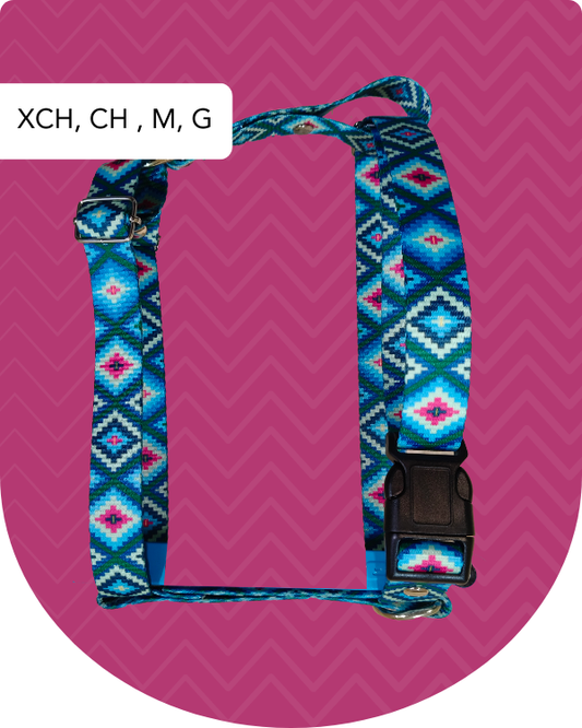 Pechera Azul para Perro con Diseño Estilo Huichol